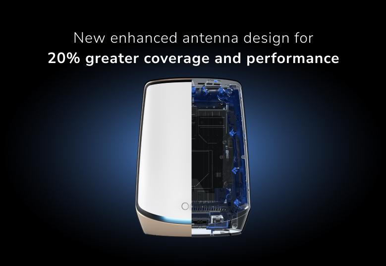 NETGEAR all-new antenna upgrades deliver a stunning 20% boost in performance and coverage.